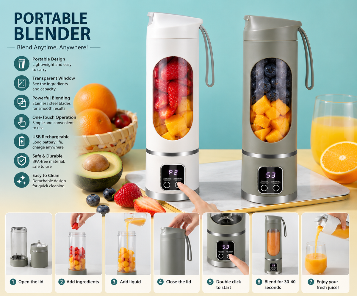 Portable Rechargeable Juicer Blender – Mini Smoothie Maker